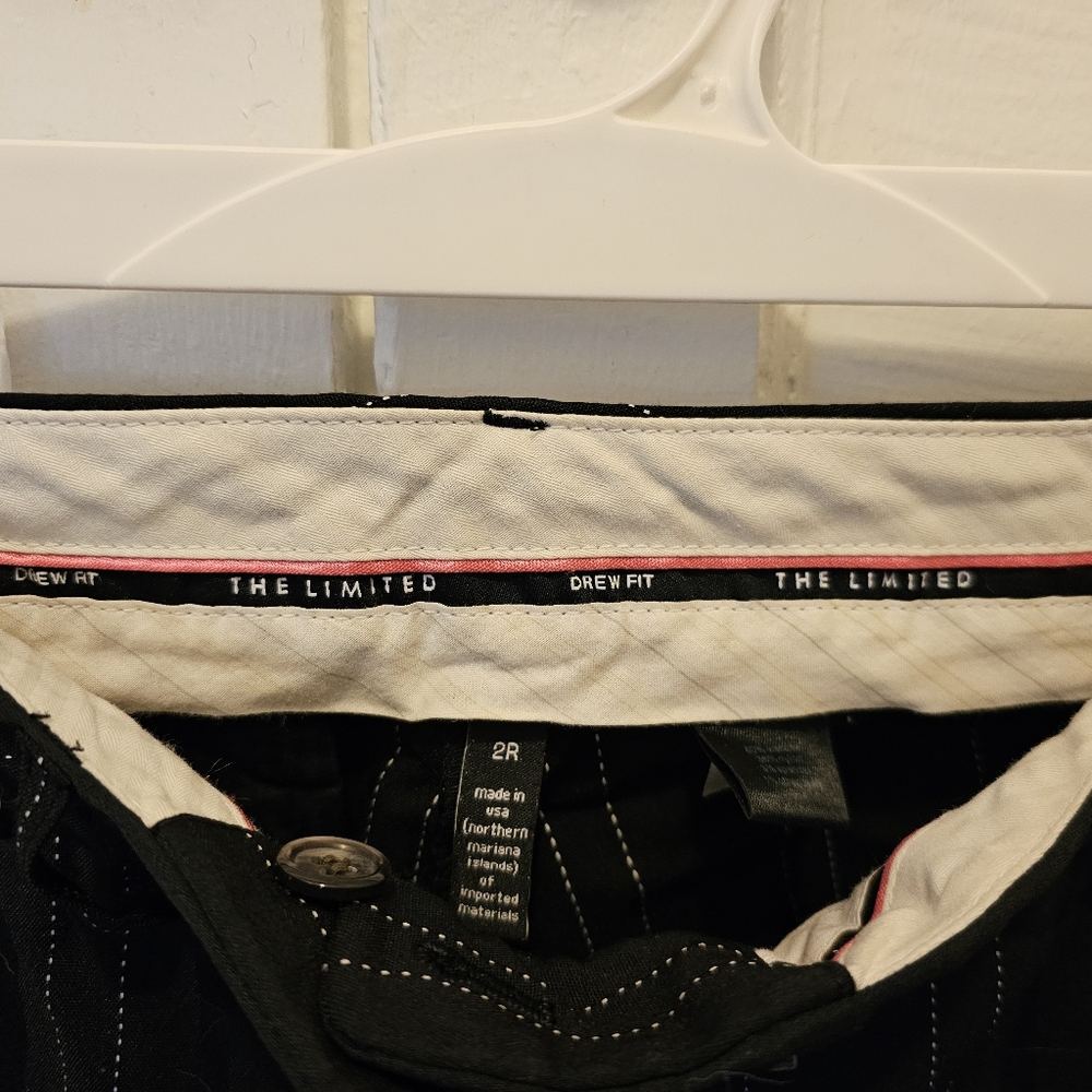 The Limited Black Drew Fit Pants with White Pinstripes - Like New, Size 2 - Picture 2 of 3
